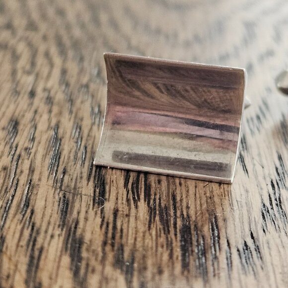 Vintage Antonio Pineda Taxco 970 Sterling Modernist Architectural Cufflinks - Picture 3 of 4